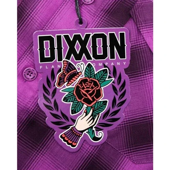 DIXXON Flannel Womens Large (L) Rose Up Purple Bamboo Lightweight Shirt - Picture 2 of 3